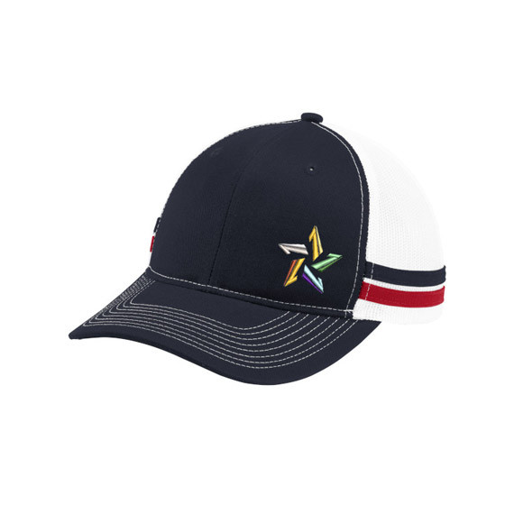 https://www.lonestarbadminton.com/products/c113-port-authority-two-stripe-snapback-trucker-cap